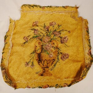 ANTIQUE FRENCH PETIT Point Needlepoint Chair Cover All silk floss threads Carnations on canvas Stunning 20 x 19 image 5