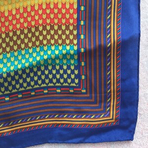 KENZO Designer, SCARF LONG Silk scarf 1970s mint, 10 X56 in. brilliant colors, Japan 1970s image 8