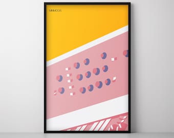 Impresión artística de sintetizador Minimoog: póster de synthpop de los 80