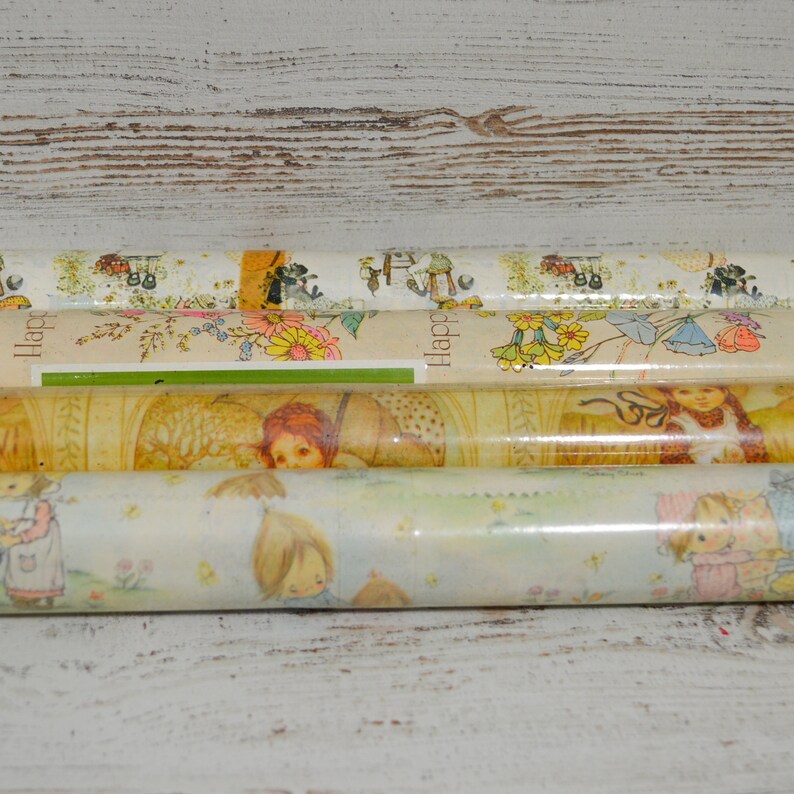 Children Floral Vintage Wrapping Paper 4 Rolls New In Package Hallmark Norcross Betsey Clark American Greetings Birthday