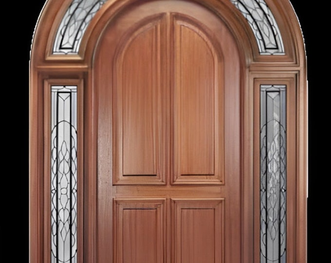 Custom Hand Made Single Entrance Door with Transom and Sidelight Solid Wood