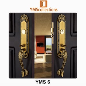 Heritage Artistic Double Door Handles and Lock Set Golden, Yellow Bronze, Red Bronze, Green Bronze Includes Shipping