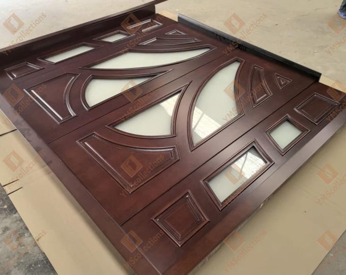 Custom Solid Oak Exterior Double Door w/Sidelights | Handmade Square Design | Front Entry Door | Includes DDP Delivery | YMSCollections