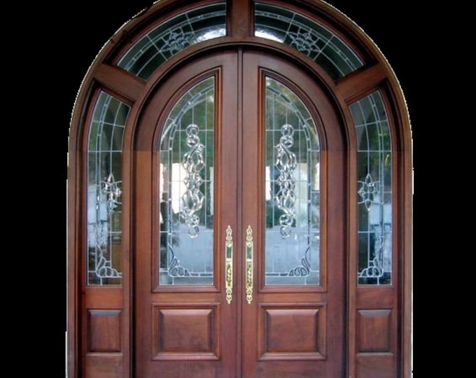 Custom Hand Made Double Entrance Door with Transom and Sidelights