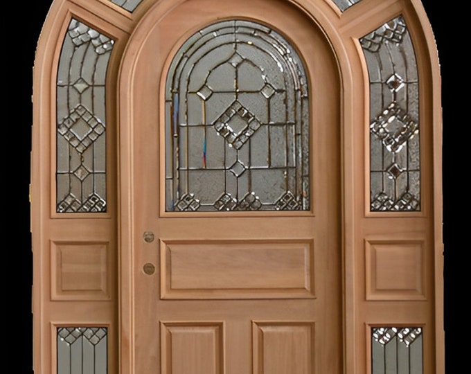 Custom Hand Made Single Entrance Door with Transom and Sidelight Solid Wood