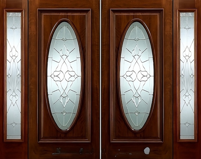 Custom Hand Made Double Entrance Door with Sidelights Solid Wood