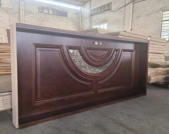 Custom Exterior Entry Door | Block Pattern Solid Oak | Complete Package + DDP Shipping to USA