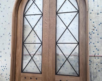 Custom Arched Cross Pattern Wooden Door / Solid White Oak / Exterior Door (USA)