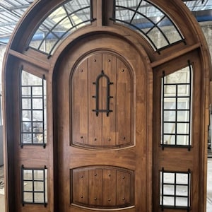 Custom Hand Made Arched Front Door with Sidelights and Transom (Entire Package + Shipping Included)