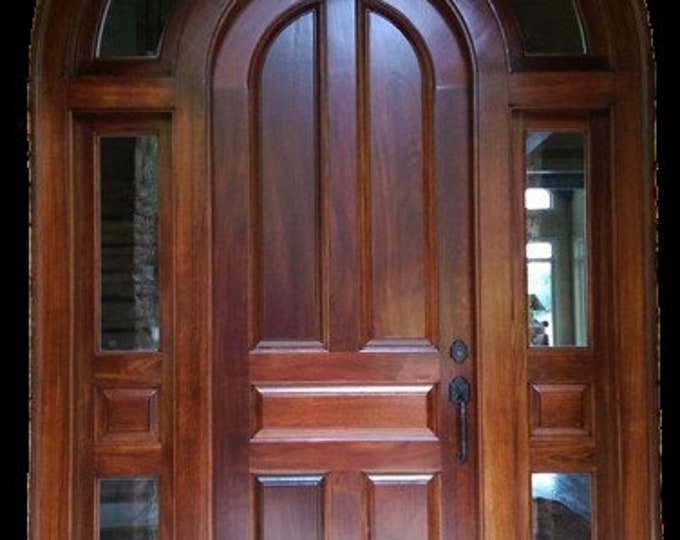 Custom Hand Made Single Entrance Door with Transom and Sidelights Solid Wood