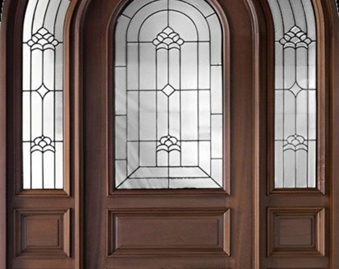 Custom Hand Made Single Entrance Door with Transoms and Sidelights Solid Wood