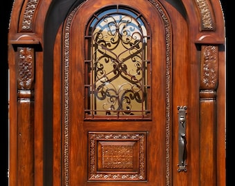 Custom Hand Made Single Entrance Door with Sidelights Solid Wood
