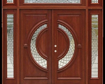 Custom Hand Made Double Entrance Door with Transom and Sidelights