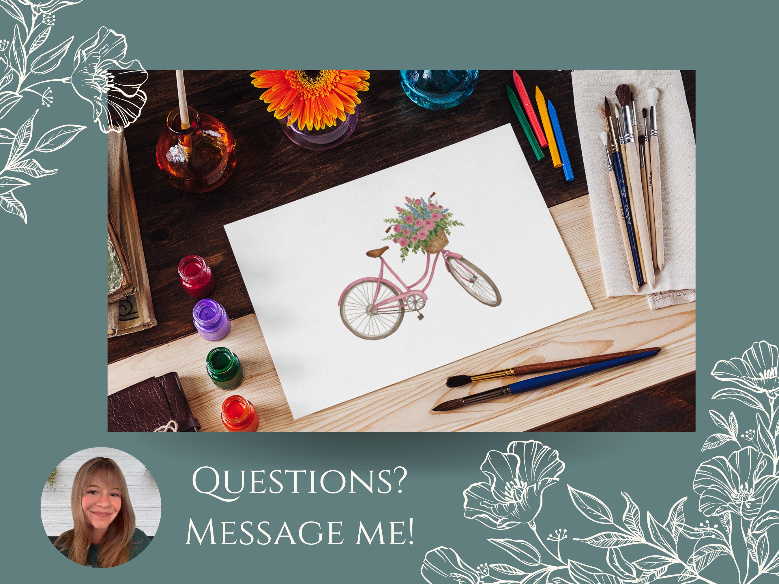 Printable Bicycle Birthday Card - Happy Birthday, Watercolor Art ...