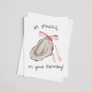 Cartão de felicitações Coquette Oyster - Oh Shucks, Coquette Birthday, Aquarela, Cartão de aniversário, Cartão de nota bonito, Cartão de felicitações, Cartão de aniversário rosa