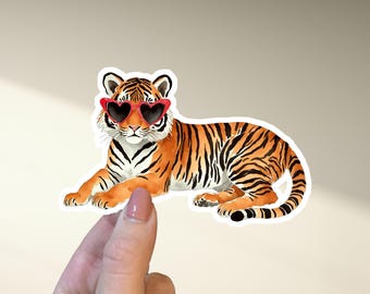 Cute Tiger Watercolor Sticker, Bumper Sticker, Car Magnet