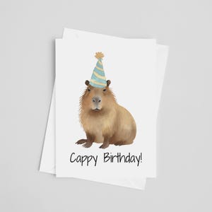 Cartão de aniversário Cappy - Cartão de aniversário em aquarela Capivara, Cartão de aniversário de animal, Cartão de aniversário em aquarela, Aniversário trocadilho, Engraçado, Trocadilho de aniversário