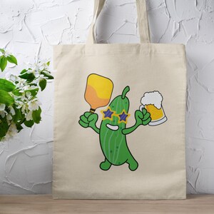 Pickle Boo Tote Bag - Canvas Tote Bag, Trendy Tote Bag, Graphic Tote, Pickle Ball, Ghost, Gift for Her, Pickleball lover, Gift for Dad