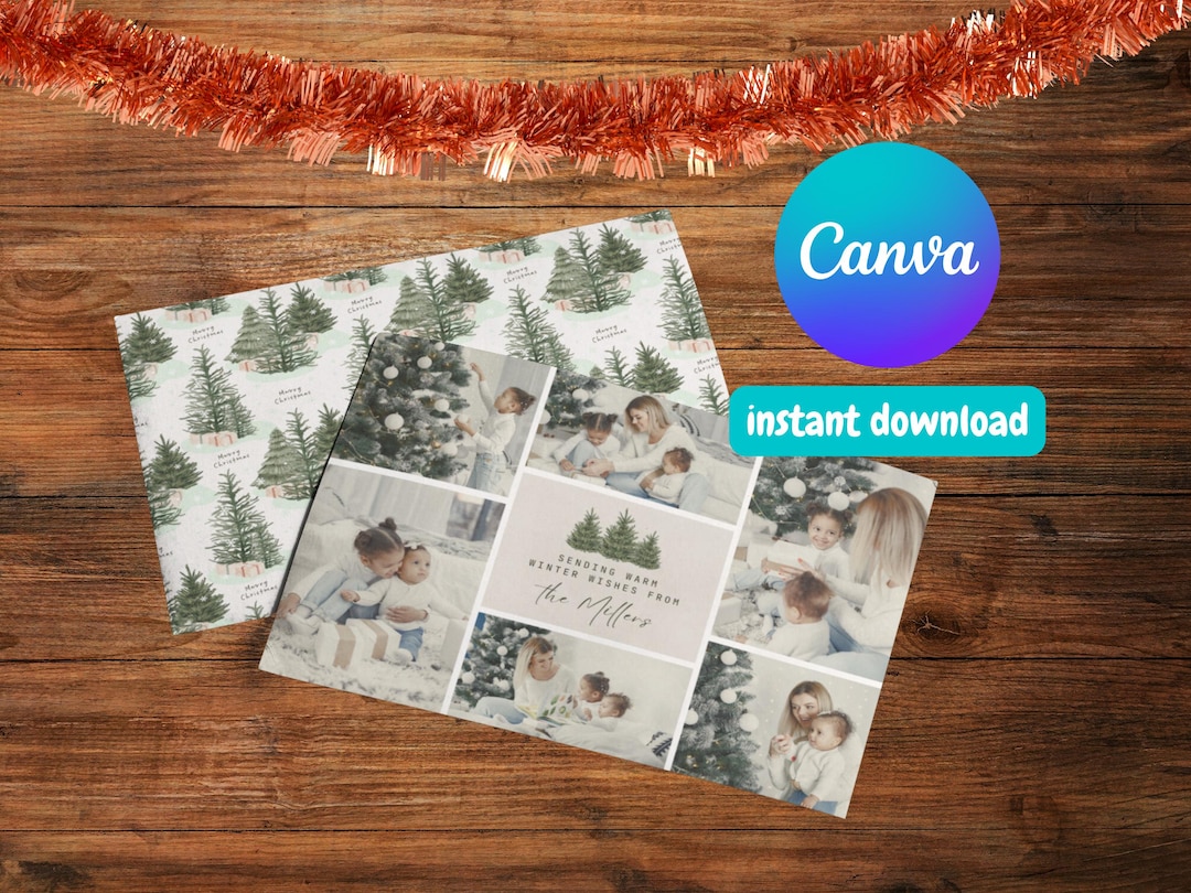 Editable Christmas Card - Canva Template, Xmas Card, Watercolor ...