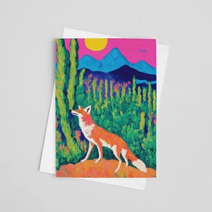 Biglietto d'auguri Desert Melody - Fauvismo, stile Matisse, deserto, biglietto d'auguri massimalista arcobaleno, sud-ovest, Arizona, biglietto di auguri personalizzato