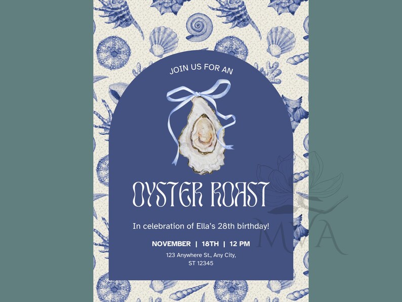 Editable Oyster Roast Invitation - Canva Template Birthday Invite ...