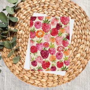 Aquarel briefpapier framboos - Notitiekaarten, blanco kaarten, wenskaart, bedankkaarten, fruitkaarten, briefpapier aquarel, zomer