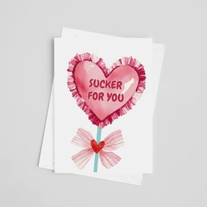 Sucker for You-wenskaart - liefdeskaart, verjaardag, vriendschap, verjaardag, roze aquarel, Valentijnsdag, snoep, Moederdagkaart, ik hou van jou