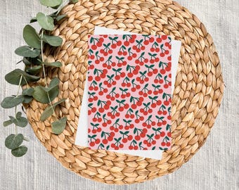Cherries Stationery - Note Cards, Blank Cards, Greeting Card, Thank You Cards, Fruit Note Cards, Pink Cherry Cards