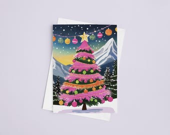 Winter in Pink Christmas Card Set - Pinkmas, Hand Drawn Christmas Card, Merry Christmas, Girly Christmas Cards, Blank Holiday Cards