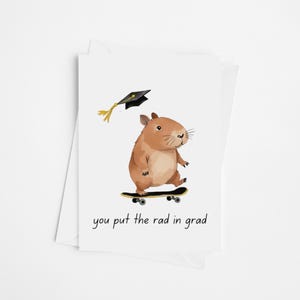 Rad Grad Grußkarte - Abschluss Karte, Capybara Aquarell, Skateboard, Abitur, Grad Abschluss, Glückwunsch