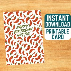 Cartão de Feliz Aniversário para Imprimir, Gostosa - Cartão de Aniversário Coquette, Aquarela de Pimenta, Cartão de Aniversário Engraçado, Cartão de Aniversário para Amiga, Cartão Personalizado