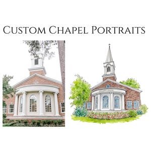 Custom Wedding Watercolor Illustration, Personalized Chapel Portrait, Wedding Venue Art, Church Watercolor, Personalized Wedding Art