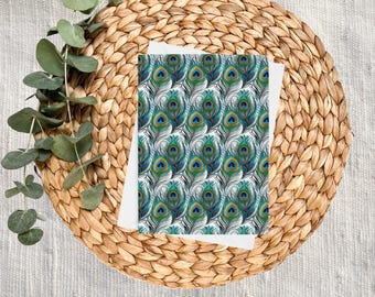 Papelería con plumas de pavo real: tarjetas de notas, tarjetas en blanco, tarjetas de felicitación, tarjetas de agradecimiento, papelería colorida, papelería con motivos de pájaros.