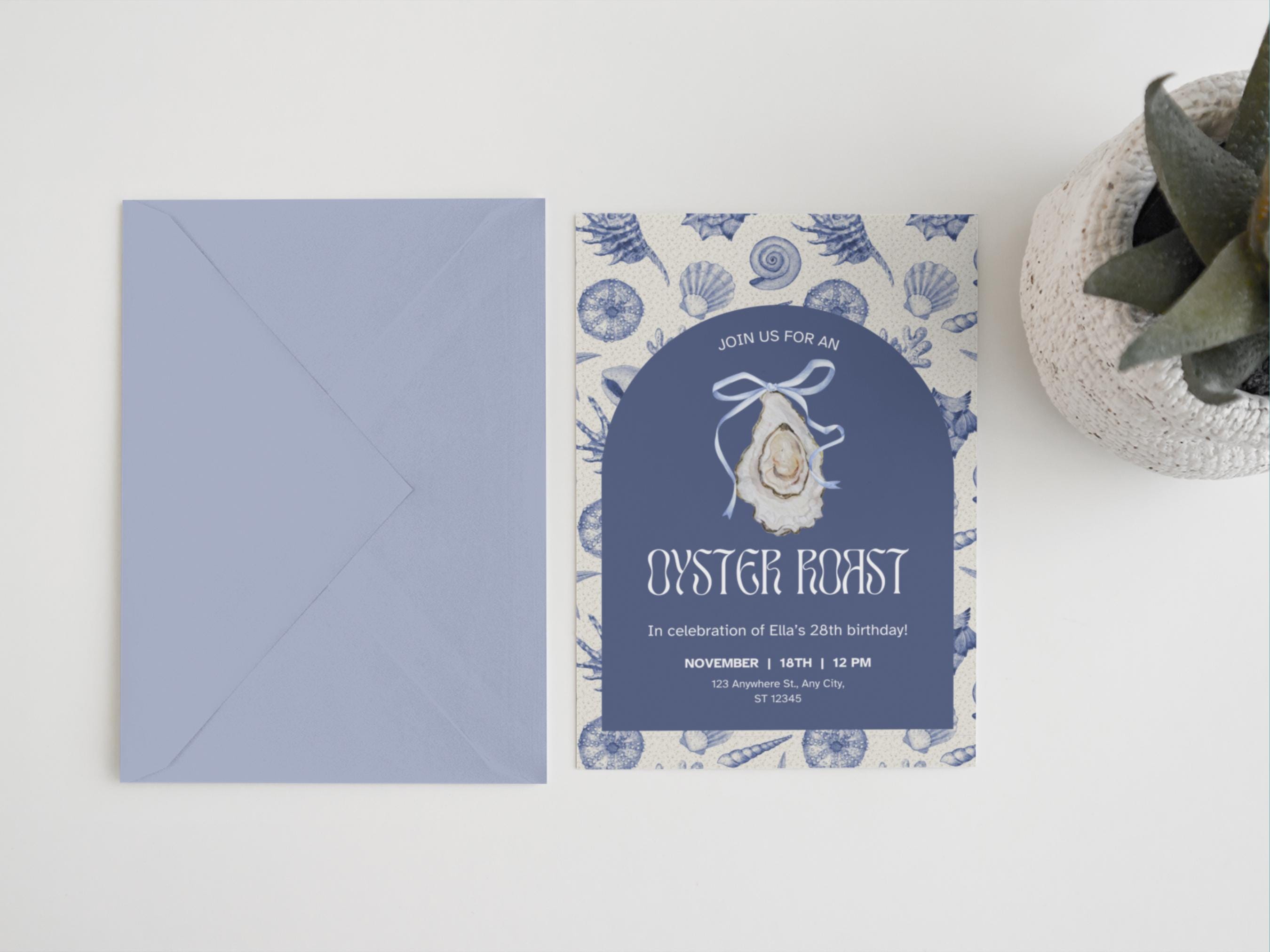 Editable Oyster Roast Invitation - Canva Template Birthday Invite ...