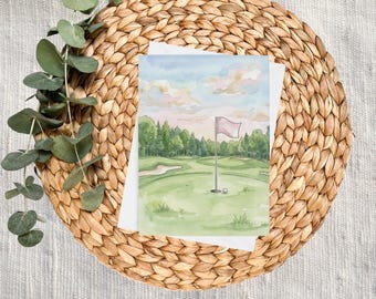 Articoli di cancelleria Morning Putt - Golf, Golf, Biglietti d'auguri, Biglietti bianchi, Biglietti di ringraziamento, Biglietti di ringraziamento ad acquerello