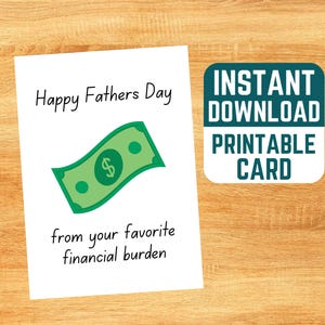 Tarjeta del Día del Padre con Carga Financiera - Tarjeta del Día del Padre, Descarga Instantánea, Tarjeta para Papá, Día del Padre, De Hija, Tarjeta Divertida del Día del Padre