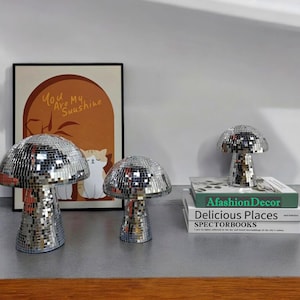 Mirror Ball Decoration Disco Mushrooms Decor Reflective Mushroom Shape Disco Mirror Bedroom Decoration Christmas Decoration