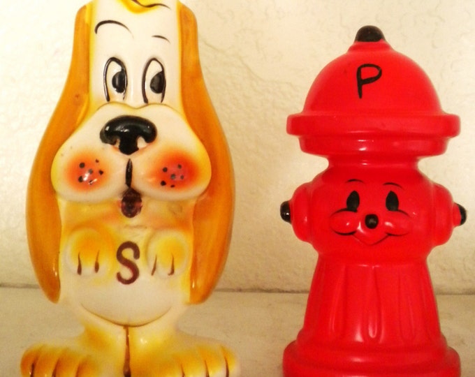 Adorable Dog and Fire Hydrant Salt and Pepper Shakers Etsy
