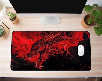 Dragon Desk Mat, Dragon Mousepad, Dragon Mouse Pad, Gaming Desk Mat, Dragoncore, Desk Decor
