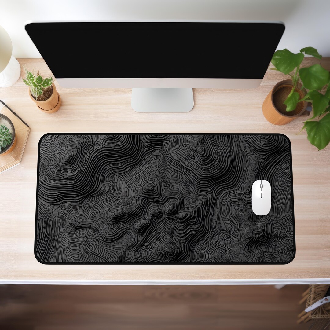 Topographic Extended Gaming Mouse Pad – Dark Minimalist Desk Mat for PC ...