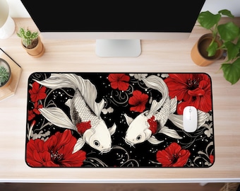 Koil Fish Desk Mat, Anime Mousepad, XL Mousepad, Gift For Anime Lover, Anime Desk Decor, Koil Fish Mousepad