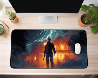 Halloween Horror Mouse Pad - Slasher Movie Desk Mat, Scary Killer Aesthetic Gaming Mousepad, Spooky Horror Fan Gift Office Decor