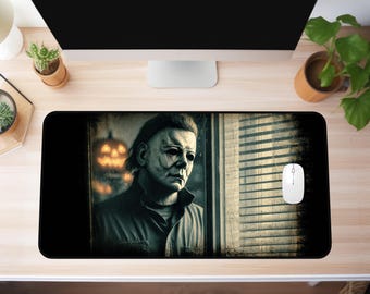 Alfombrilla de ratón de Halloween: alfombrilla de escritorio de película de terror, decoración de oficina de Halloween espeluznante, regalo gótico para gamers y fanáticos del terror.