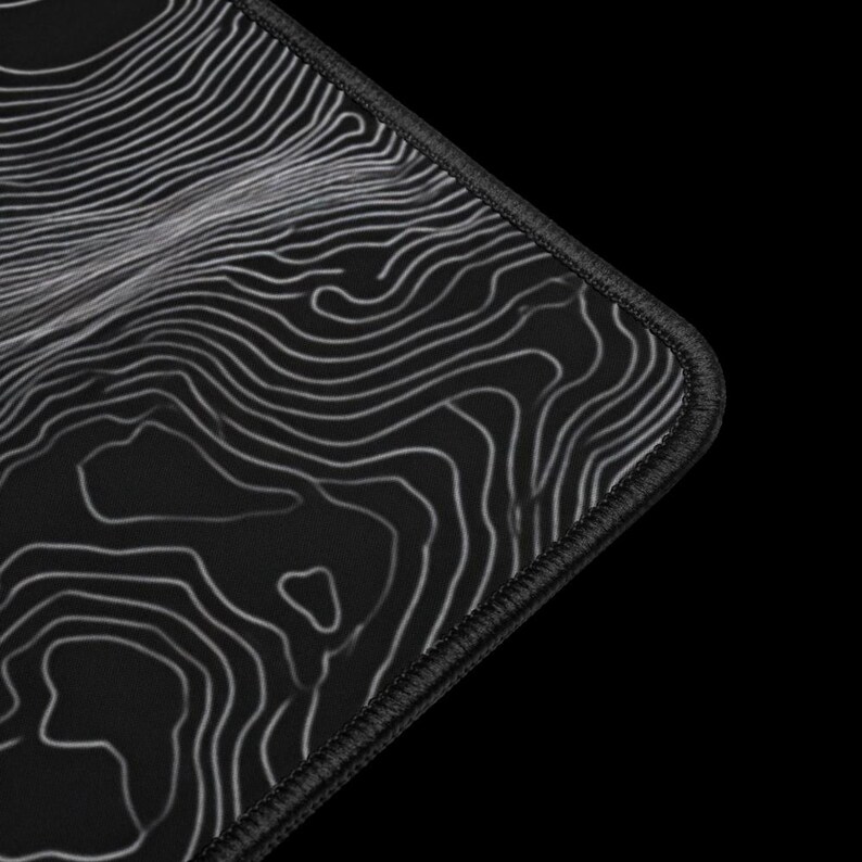 Topographic Extended Gaming Mouse Pad – Black Contour Desk Mat for PC ...