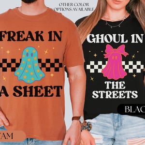 Halloween Couple Shirt, Matching Halloween Couples TShirt, Funny Halloween Costume for Couples, Ghost Halloween Party Tee Trick or Treat