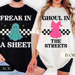Halloween Couple Shirt, Matching Halloween Couples TShirt, Funny Halloween Costume for Couples, Ghost Halloween Party Tee Trick or Treat