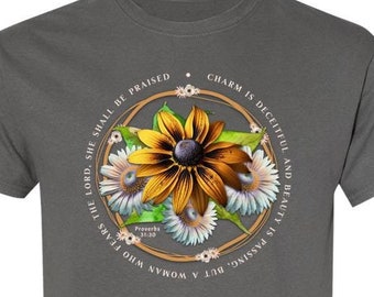 Boho Christian Shirt Vrouwen Bijbelvers T-shirt Jesus Apparel Vintage Bloemen T-shirt Comfort Kleuren Bloem Grafisch T-shirt Retro Faith
