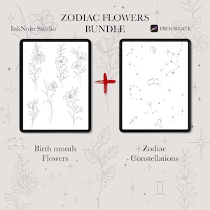 Zodiac Birth Month Flowers • Tattoo brushes • Flowers brushes • Zodiac brushes • Commercial use • Procreate