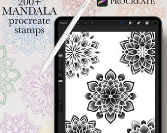Über 200 Mandala-Designs für Procreate • Tattoo-Pinsel • Dotwork-Mandala • Kommerzielle Nutzung • Procreate
