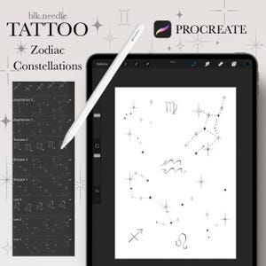 Zodiac constellations tattoo stamps for Procreate • Tattoo brushes • Zodiac constellations brushes • Commercial use • Procreate